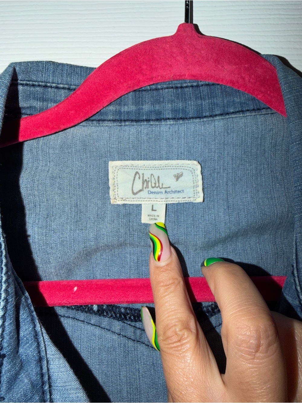 Denim Button-Front Jacket - Light Blue - Picture 3 of 4
